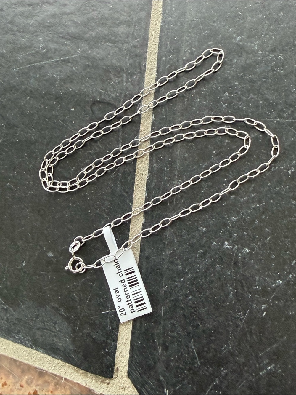 14kt. White Gold Oval Patterned Chain Necklace - 20"